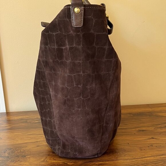 Coach Madison Embossed Suede Leather Shoulder Bag/Hobo Brown 15920 MSB EUC purse - Picture 7 of 13